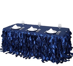 Customed Size Curly Willow Taffeta Table Skirt