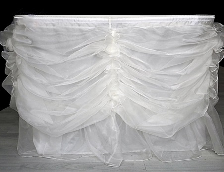 Ivory organza ruffled tulle tutu table skirt for cake table