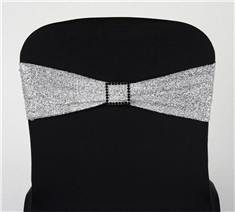 Silver Metallic Shiny Glittered Spandex Chair Sashes