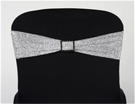 Silver Metallic Shiny Glittered Spandex Chair Sashes