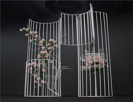 Chinese style Iron wedding stage backdrop Line semicircular screen large background event party decoration