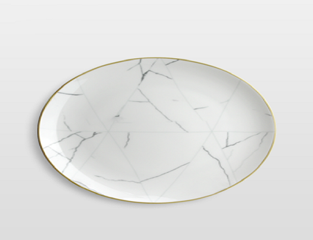 White Round Ceramic  Dinner Plates With Gold Rim