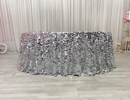 18mm Sequin Satin/Mesh Round Table Cloth