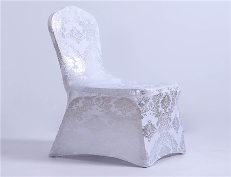 2021 new design European style golden bronzing satin chair cover for wedding banquet decoration