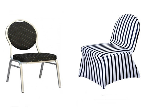 Black / White Striped Spandex Stretch Banquet Chair Cover