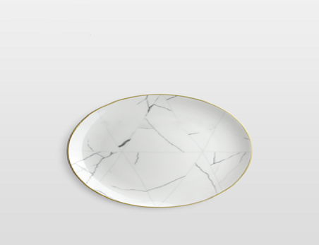 White Round Ceramic  Dinner Plates With Gold Rim