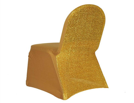 Spandex Stretch Banquet Chair Cover With Metallic Glittering Back