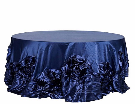 Customed Size Large Rosette Round Satin Tablecloth