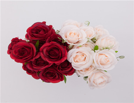 Hot-selling  Decorative Artificial Flower, Real Touch Silk Pure White Rose Flower for Home Wedding Decoration Flower