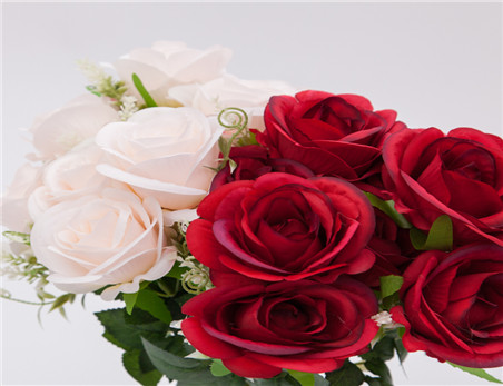 Hot-selling  Decorative Artificial Flower, Real Touch Silk Pure White Rose Flower for Home Wedding Decoration Flower