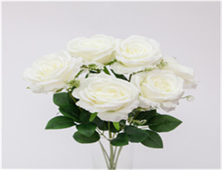 Hot-selling  Decorative Artificial Flower, Real Touch Silk Pure White Rose Flower for Home Wedding Decoration Flower