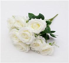 Hot-selling  Decorative Artificial Flower, Real Touch Silk Pure White Rose Flower for Home Wedding Decoration Flower