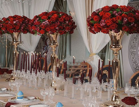 38″ Tall Gold Metallic Flower Vases