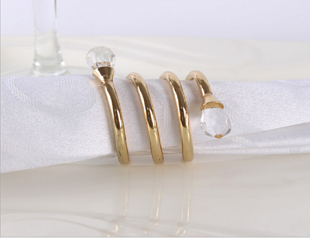 Spiral Crystal Stainless Steel Napkin Rings