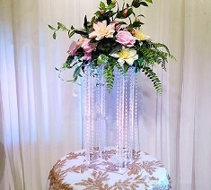 Acrylic Floor Vase Flower Stand With Crystal Chain