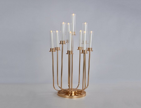 Gold Cluster Candle Holder With 10 Glass Shades