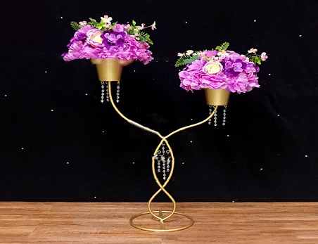 Gold Metal Floral Flower Stand Wedding Centerpiece