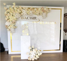 White Acrylic Gold Edge Backdrop For Event Decor