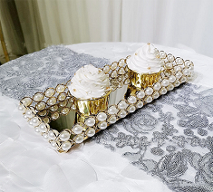 Gold Pearl Embellished Wedding Cake Stand