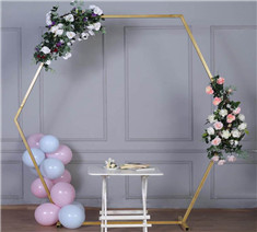 8 Ft Gold Hexagonal Metal Wedding Arch Photo Booth Backdrop Stand