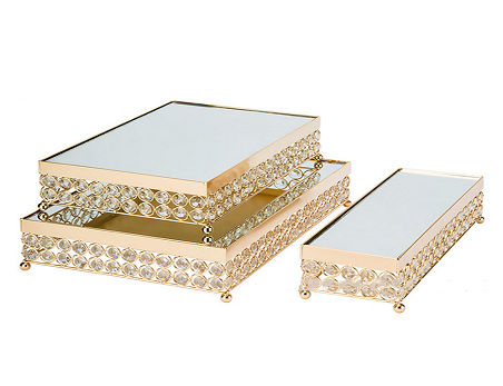 Gold Acrylic Beaded Metal Cake Stand