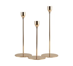 3 Pack Gold Metal Candle Holder Set