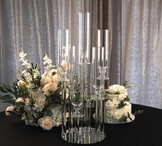 10 Arms Clear Crystal Cluster Round Candelabra