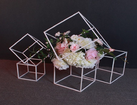 Square White Metal Wedding Flower Stand