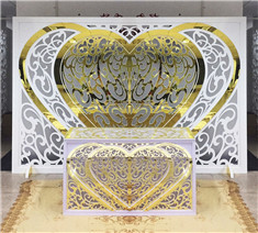 Heart Shape White Gold Acrylic PVC Backdrop For Wedding Party Stage