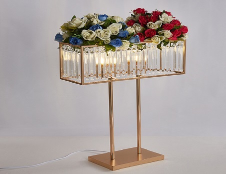 Wedding Crystal Golden Metal Flower Stands