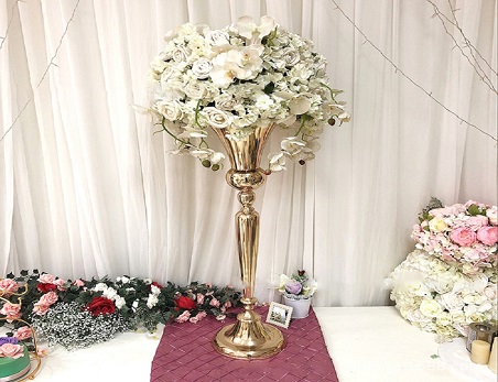 38″ Tall Gold Metallic Flower Vases