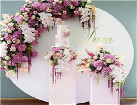 2021 new design Round White Donut Circle Stand Acrylic backdrop for wedding banquet stage decoration