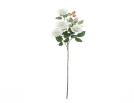 White Silk Long Stem Roses Artificial Flower for Home and Wedding Party Decoration