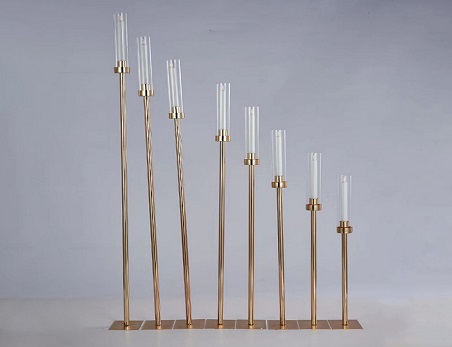 8 head gold metal glass candle holder