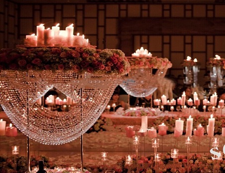 Silver Hurricane Crystal Beaded Wedding Centerpiece