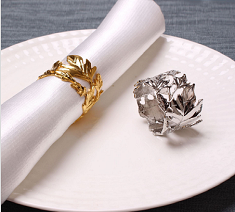 Metal Christmas Leaf Shape Napkin Ring