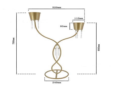 Gold Metal Floral Flower Stand Wedding Centerpiece