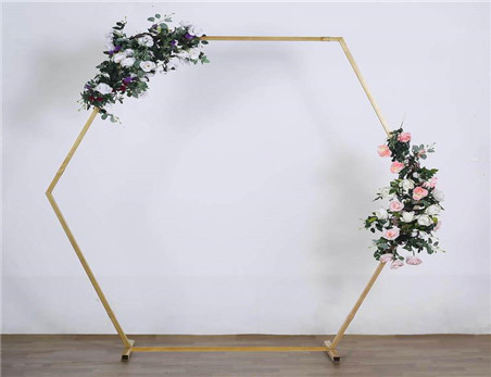 8 Ft Gold Hexagonal Metal Wedding Arch Photo Booth Backdrop Stand