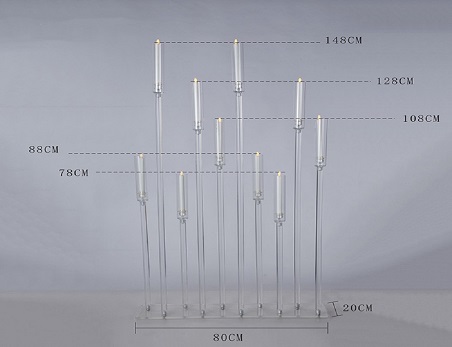 10 Arms Clear Crystal Cluster Rectangle Candelabra