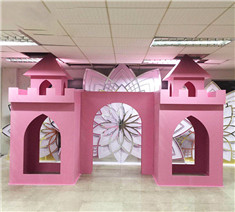 Hot Selling Acrylic Pink Castle Background Wedding Stage Decoration