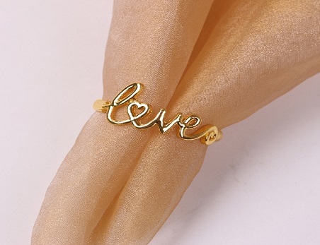 Gold Metal Letter Love Napkin Rings