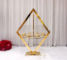 Gold Metal Geometric Candle Holder Set