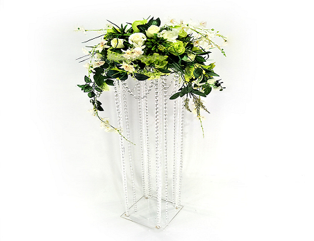 Acrylic Floor Vase Flower Stand With Crystal Chain