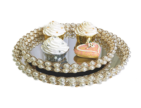 Gold Pearl Embellished Wedding Cake Stand