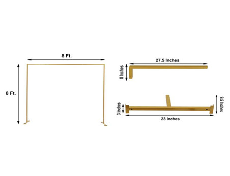 8Ft x 8Ft Gold Metal Wedding Arch Photo Booth Ceremony Backdrop Stand