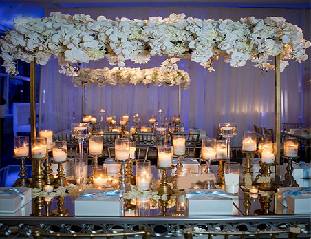 Square geometric wedding centerpieces