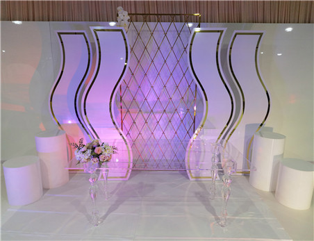 New design S shape pvc panel for wedding stage decoration