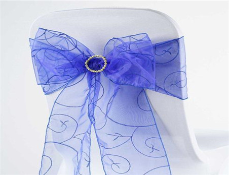 Wholesale Factory Price Wedding Decorative Embroidered Organza Chair Sashes