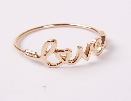 Gold Metal Letter Love Napkin Rings