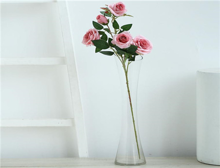 Pink Silk Long Stem Roses Artificial Flower for Home and Wedding Party Decoration